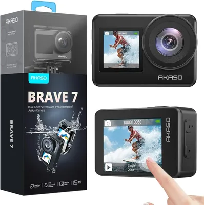 Produktbild von Akaso Action Cam 4K 20MP WiFi Unterwasserkamera IPX8 Wasserdichtem EIS 2.0 Touchscreen, Zoom, Sprachsteuerung, externes Mikrofon 2x1350mAh Batterien