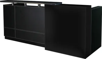 Zdjęcie produktu dla Elegancka lada recepcyjna Philadelphia, czarna, 2,5 m – meble biurowe, stanowisko pracy dla 2 osób
