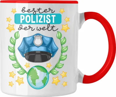 Produktbild von Trendation - Bester Polizist Geschenk Tasse mit Spruch Geschenke Polizei Männer Lustig (Rot)
