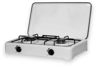 Image de Réchaud de cuisine portable à gaz à 2 feux en acier, 58 x 31 x 13 cm