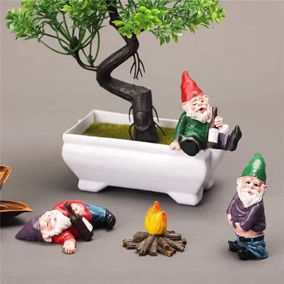Zdjęcie produktu dla Figurki ogrodowe 4 sztuki, Wodoodporna żywica, Artystyczna dekoracja ogrodowa, do mini ogrodu