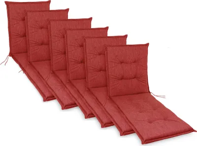 Produktbild von sunnypillow 6 Stück Liegenauflage 190 x 60 Auflage Polster für Gartenmöbel extra dick 9cm Polsterauflagen für Gartenliege Sonnenliege Liegestuhl Kissen Rot