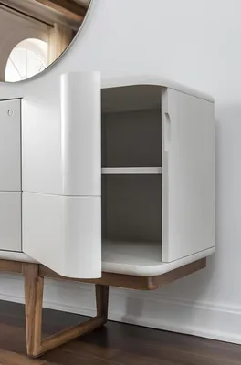Produktbild von Sideboard Kommode Anrichte Spiegel Holz Esszimmer Schränke Set Weiß