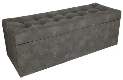 Produktbild von MG Design Polsterhocker Grau 45x120 cm - Stauraum 140L, bis 300 kg, formstabil, montiert, für Wohnzimmer & Flur