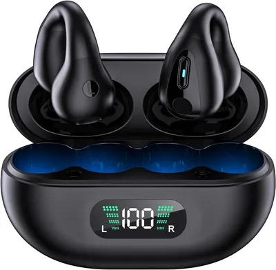 Bluetooth Kopfhörer - Leicht, Open-Ear-Design, Bluetooth 5.3, Hi-Fi Stereo, IPX5 Schweißfest - Ideal für Sport & Outdoor (Schwarz)