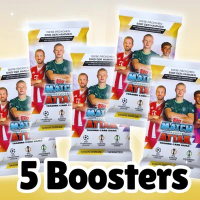 Productafbeelding van 5x UEFA Champions League "MA" Extra Booster 2025/2026 | Topps verzamelkaarten + Heartforcards verzendbescherming