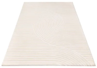Produktbild von Teppich Wohnzimmer Schlafzimmer Kurzflor Skandi Muster Arche Bogen Einfarbig 3D Grösse 160x220 cm