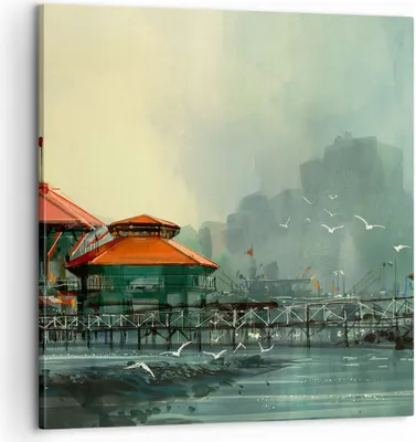 Produktbild von Bild auf Leinwand - Leinwandbild - Meer Ufer Möwe - 60x60cm - Wand Bild - Wanddeko - Wandbilder - Leinwanddruck - Bilder - Kunstdruck - Wanddekoration - Leinwand bilder - Wandkunst - AC60x60-3828