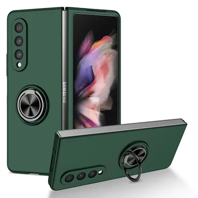 Immagine prodotto di Custodia rigida sottile per Samsung Galaxy Z Fold 3 5G, con supporto ad anello verde