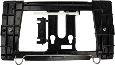 A black plastic mounting frame with metal and plastic components, shown against a white background.