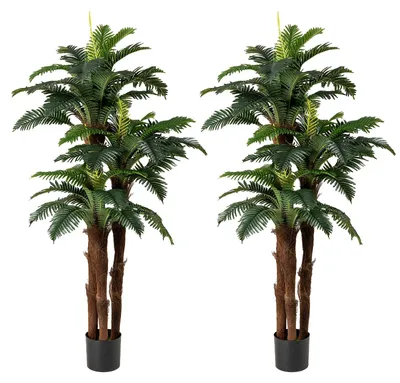 Produktbild von Kunstpalme - Dekorative Pflanze - Künstlicher Baum - Zimmerpflanze - Dekoration für den Garten - Set aus 2 Stück - 191,5 cm hoch