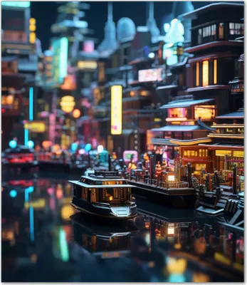 Produktbild von Wallario Herdabdeckplatte aus Glas, Größe 52 x 60 cm 1-teilig, Motiv Stadt bei Nacht