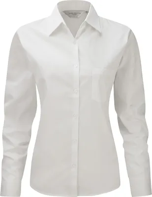 Obrázok produktu pre Dámska bavlnená košeľa / blúzka / pracovná blúzka s dlhým rukávom BC2734 (Xsmall) (Biela)