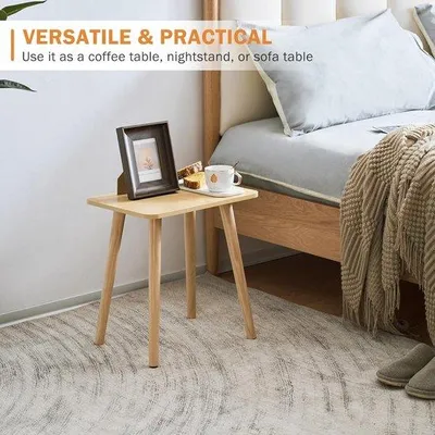 Produktbild von Naturholztisch für das Wohnzimmer, kleiner Ecktisch mit Nachtkastenfunktion, Theetisch, 40 x 30 x 43 cm.