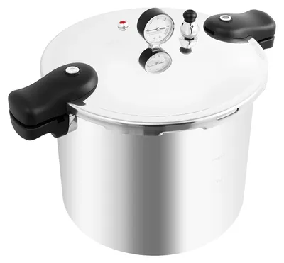 Produktbild von Explosionssicherer Schnellkochtopf - 22 l Aluminium - 90 kPa - Mit Manometer - Für schnelles Kochen - Ø 32 x 28 cm - Silber