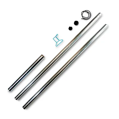 Produktbild von sunprotect 83203 Stahlmast-Set für Sonnensegel, 2-teilig, zerlegbar, Höhe 2,5 m, Ø 5 cm, Wandstärke 15 mm, silberfarben (1 Set, 2-teilig)