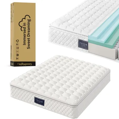 Obrázok produktu pre Matrac s pružinami a vrstvou studenej peny, rozmer 160x200 cm, s 7 zónami, tvrdosť H3, výška 25 cm, poťah z dvojitej tkaniny z polyesteru, biela farba