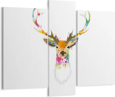 Produktbild von Bild auf Leinwand - Leinwandbild - Deer fantasie Graffiti Grafik - 95x80cm - Wand Bild - Wanddeko - Leinwanddruck - Bilder - Kunstdruck - Wanddekoration - Leinwand bilder - Wandkunst - CB95x80-3161