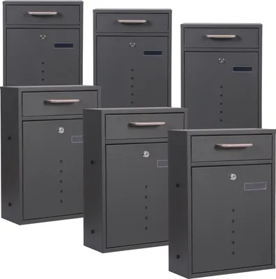 Immagine prodotto di cassetta postale 2x3 V51 in antracite Cassetta postale da parete con serratura e finestre di visualizzazione