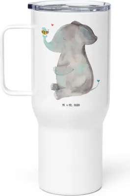 Produktbild von Mr. & Mrs. Panda thermosbecher Elefant Biene - Weiß - Geschenk, Lustige Sprüche, Kaffee-to-go-Becher, Liebe, Teetasse, Hochzeitsgeschenk, Heiratsantrag, Liebesspruch