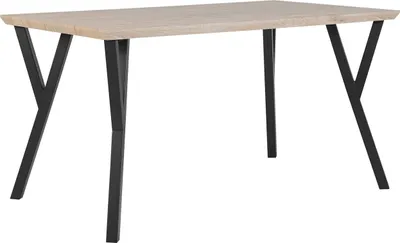 Obrázek produktu pro BELIANI Jídelní stůl Světlý dřevěný top Černé kovové nohy 140 x 80 cm, 6místný obdélníkový průmyslový