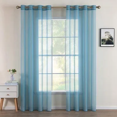 Obrázok produktu pre Unyqoos® Transparentné záclony, 2-dielna sada, 245 x 140 cm, polyester, sivomodrej farby – vhodné do obývačky a spálne