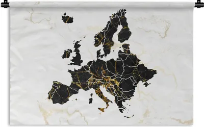 Produktbild von MuchoWow® Wandteppich Wandbehang Karte - Europa - Marmor 120x80 cm Tapisserie Dekoration Wandtuch - Wanddekorationen - Wandtücher
