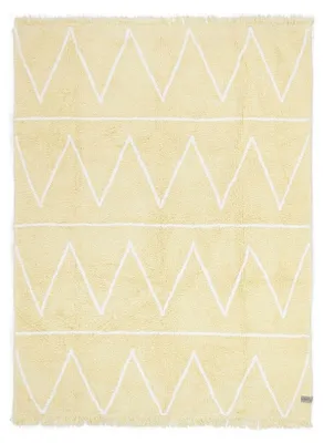 Produktbild von Baumwollteppich mit Zickzack Muster - gelb - 120 x 160