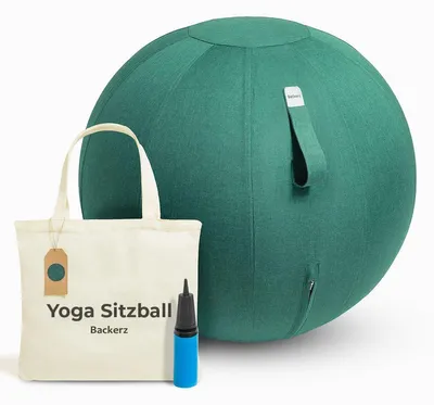Produktbild von Backerz Sitzball Büro Ergonomisch 65cm, Gymnastikball mit bezug Ballstuhl – Größe 65 cm, Grün