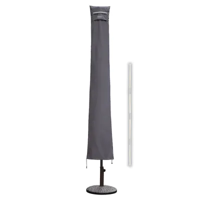Produktbild von Sekey Schutzhülle für Sonnenschirm bis Ø400cm und 330 x 240cm Marketschirm, aus 600D Oxford Gewebe mit Reißverschluss und Stab, Dunkelgrau