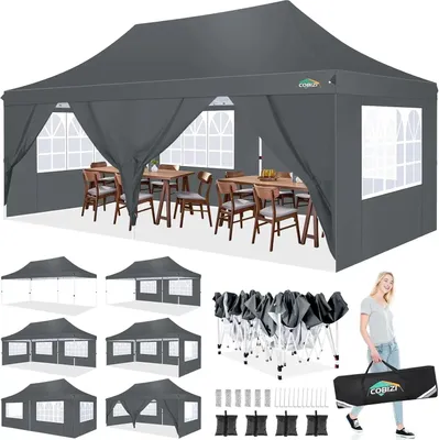 Immagine prodotto di Padiglione, tessuto impermeabile, facile da montare, grigio, 3x6m
