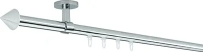 Produktbild von SN Deco Gardinenstange Innenlauf Nizza, 19 mm, 1-läufig, Stahl, Komplett-Set mit Ringen, Profildeckentrager, 300 cm, edelstahl optik