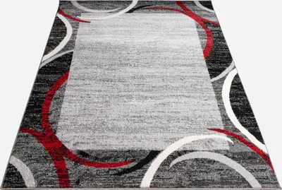 Image de Tapis de salon à poils courts Motif circulaire et bordures marocains Moderne Dimensions 120 x 170 cm