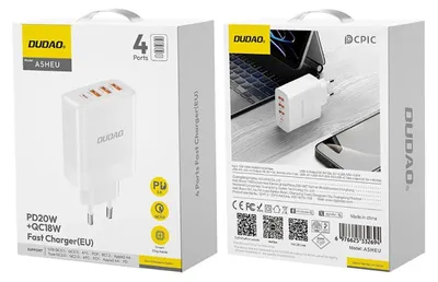 Produktbild von Dudao A5Heu Wandladegerät 3X Usb-A 1X Usb-C Pd20W - Weiß