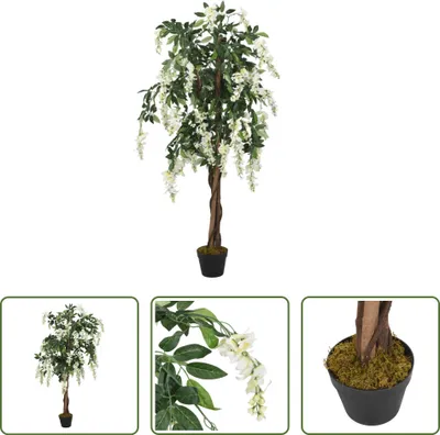 Immagine prodotto di The Living Store Albero di glicine artificiale 840 foglie 150 cm verde e bianco