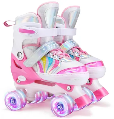 Produktbild von Rollschuhe M 32-36, 4 Größen, 8 leuchtende Rollen, für Anfänger
