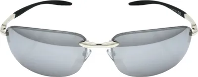 Produktbild von Sportliche Metall Sonnenbrille Oval Rahmenlose Gläser Schmal Silber Verspiegelt Federgelenke Herren Bikerbrille