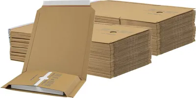 Produktbild von 25/50/100 Stück Buchverpackung 245x165x20-70 Wickelverpackung Karton Faltkarton, Größe:100 Stk