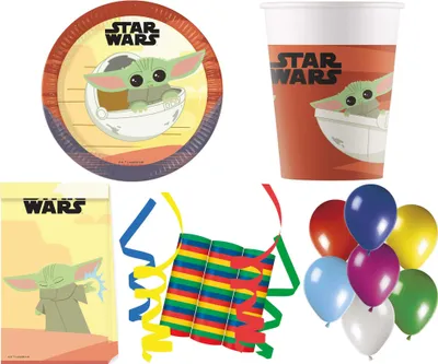Produktbild von 24-tlg. Set Kindergeburtstag Party Feier Fete Deko Motto Star Wars The Mandalorian