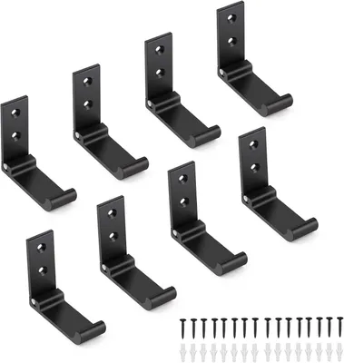Produktbild von Klappbare Wandhaken 90°, 8 Stück, Aluminiumlegierung, Schwarz, Platzsparend für Küche und Bad