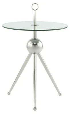 Produktbild von Padiro Beistelltisch rund Ø 46 x 70 cm - Silber/Transparent - modern, Art-déco-Glamour-Look - Tischplatte aus gehärtetem Glas - Edelstahlgestell