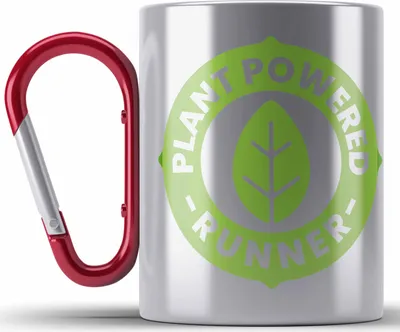 Produktbild von Trendation - Veganer Geschenk Lustige Edelstahl Tasse Karabiner Vegetarier Geschenkidee Edelstahl Tasse Karabiner Lustig für Geschenkset und Geschenkbox (Rot)