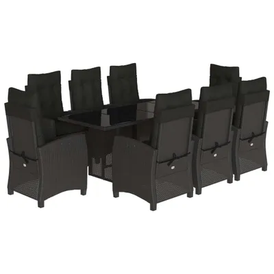 Produktbild von "2026 Aktion" 9-tlg. Garten-Essgruppe - elegantes Design - Sitzgruppe/Gartenmöbel-Set - mit Kissen Schwarz Poly Rattan - Terassenmöbel NeuMöbel975418