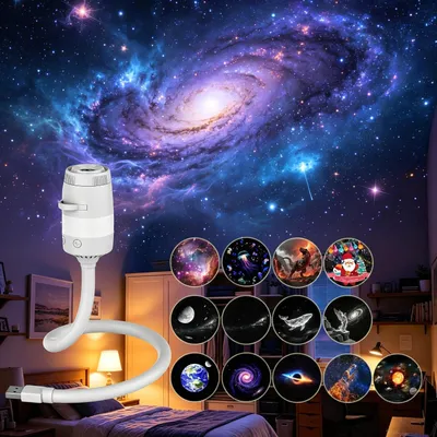 Produktbild von 2in1 Sternenhimmel & Ozean Projektor13 Filme, 5D Hologramm, 6 Farben dimmbar, 360° Schwanenhals, USB Ideal für Kinderzimmer(Keine dynamischen Effekte)