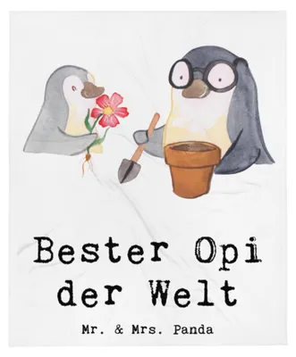 Produktbild von Mr. & Mrs. Panda Bettdecke Pinguin Bester Opi der Welt - Weiß - Geschenk, Plüschdecke, Geburtstag, Decke, Nichte, Kuscheldecke, Oppa, Tagesdecke, Geschenkidee, Plaid, Opa