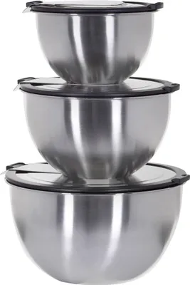 Image de Lot de 3 saladiers 1l/2,5l/4,5l avec couvercle hermétique inox - Gefu - 89430 - mondi