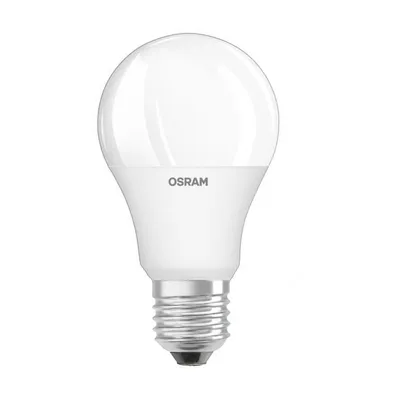 A white OSRAM LED light bulb with a silver screw base, shown against a white background.