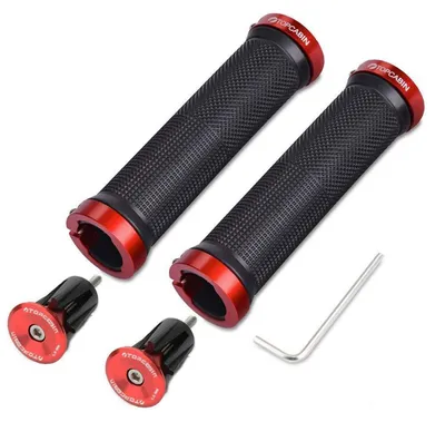 Immagine prodotto di Manopole per manubrio da bicicletta, 1 paio, ergonomiche, in alluminio, colore rosso