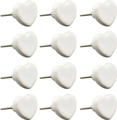 Produktbild von Nicola Spring Keramik-Möbelknöpfe – Weißes Herz – 12er-Pack