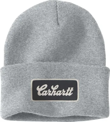 Produktbild von Carhartt Herren Mütze Knit Cuffed Script Patch Beanie | 107007, Farbe:heather grey, Größe:OS
